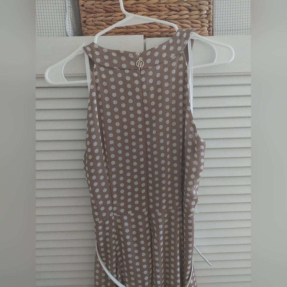 TOMMY HILFIGER Womens Tan Belted Lined Sleeveless Midi Fit + Flare Dress-6 - Picture 6 of 8